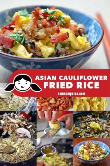 A collage of the cooking steps for Asian Cauliflower Fried Rice