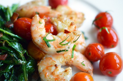 Pan-Seared Tabil Spiced Shrimp 2 Tabil seasoned sauteed shrimp paired with cherry tomatoes