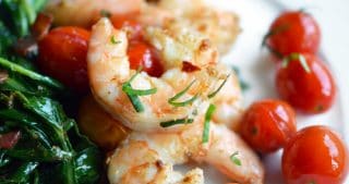 Tabil seasoned sauteed shrimp paired with cherry tomatoes