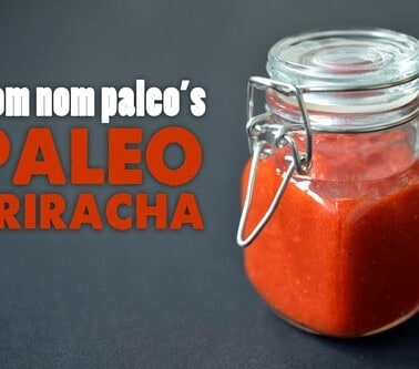 A shot of a jar of homemade paleo sriracha