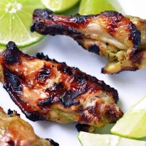 A closeup of Chili Lime Chicken Wings on a platter