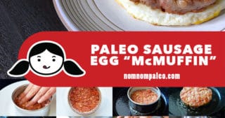 A collage of the cooking steps to make Paleo Sausage Egg McMuffin