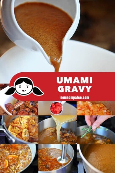Umami Gravy is perfect for your Whole30 Thanksgiving! This is a rich, thick gravy that you can pour on everything!