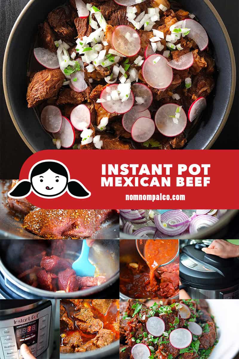 A collage of the cooking steps to make Instant Pot Mexican Beef