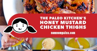 These paleo honey mustard chicken thighs are the perfect weeknight meal! You can throw them together with items you already have in your kitchen!