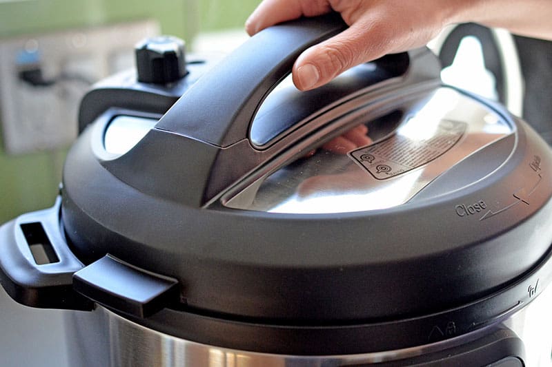 Locking the lid on the Instant Pot 