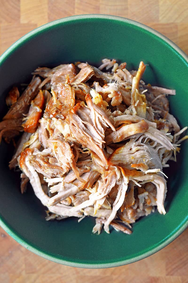 Instant Pot kalua pig shredded in a bowl.