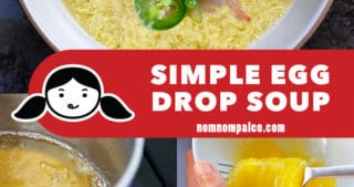 A collage of the cooking steps to make Simple Egg Drop Soup