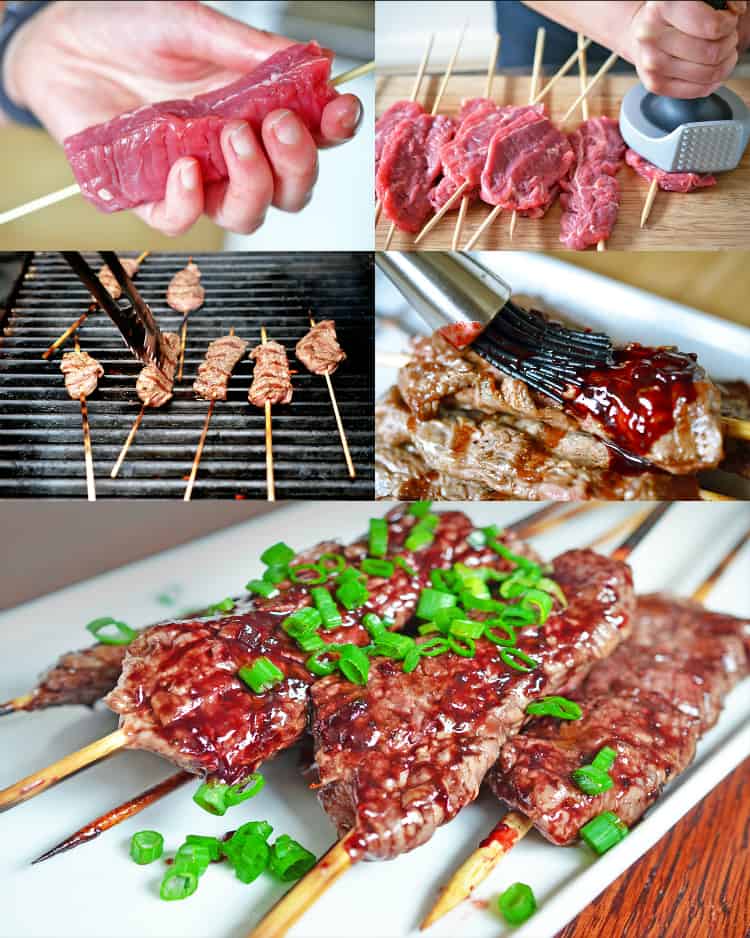 Smashed Steak Skewers with Cherry Barbecue Sauce by Michelle Tam https://nomnompaleo.com