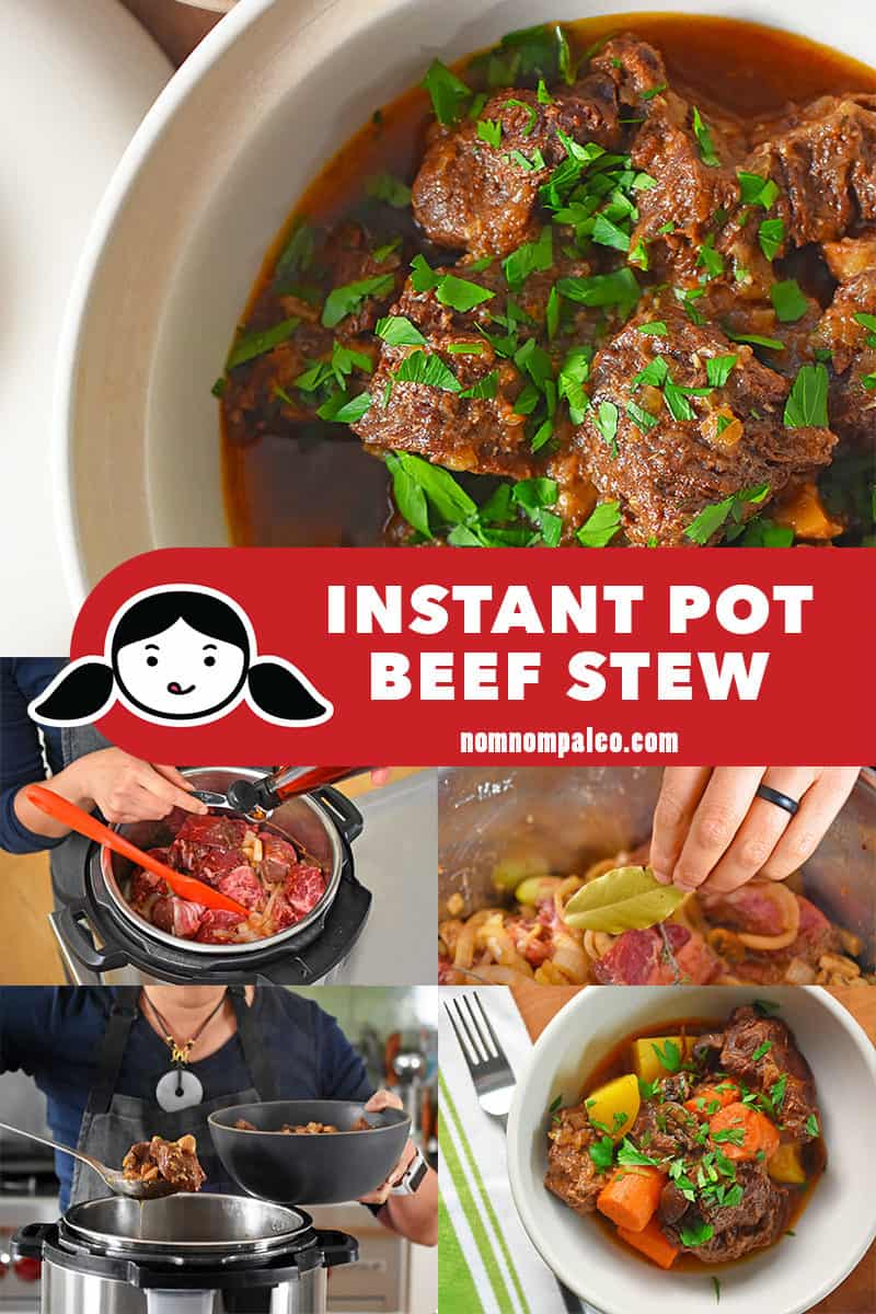 A collage of the cooking steps to make Instant Pot Beef Stew