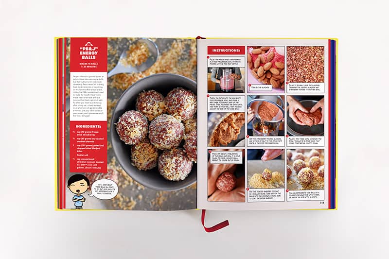 A photo of the layout for "P B & J" Energy Balls from Ready or Not! 150+ Make-Ahead, Make-Over, and Make-Now Recipes by Nom Nom Paleo