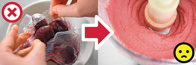 Packaged beets in a food processor end up with an undesirable pink color.