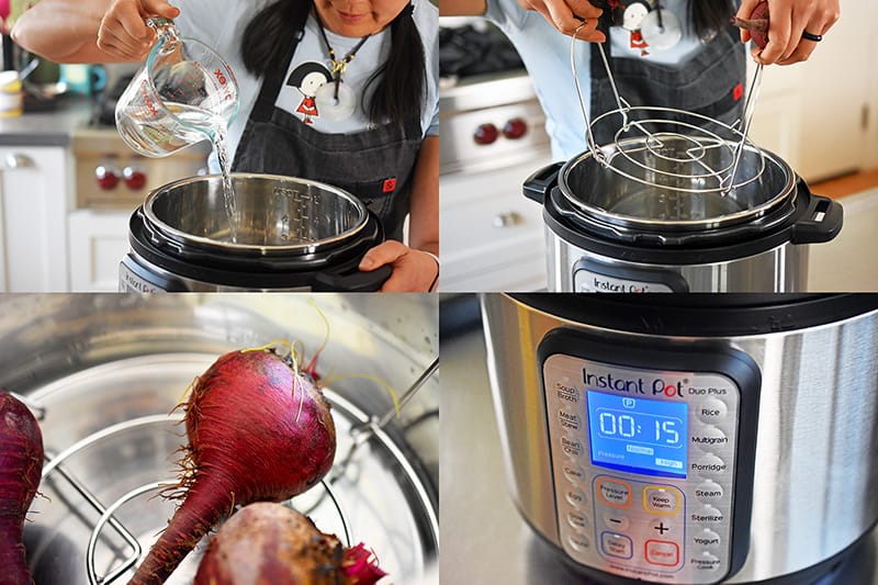 Step by step visual instructions on how to cook beets in the Instant Pot.