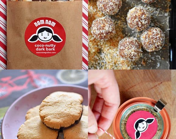 A collage go homemade paleo edible holiday gifts by Nom Nom Paleo