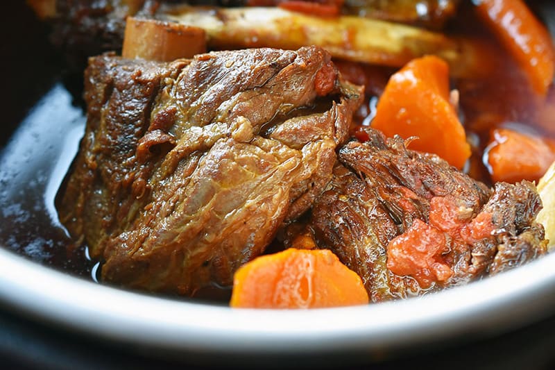 A closeup of Instant Pot (Pressure Cooker) Bò Kho (Vietnamese Beef Stew) 