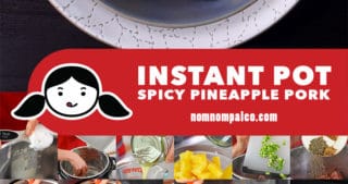 A collage of the cooking steps for Instant Pot Spicy Pineapple Pork
