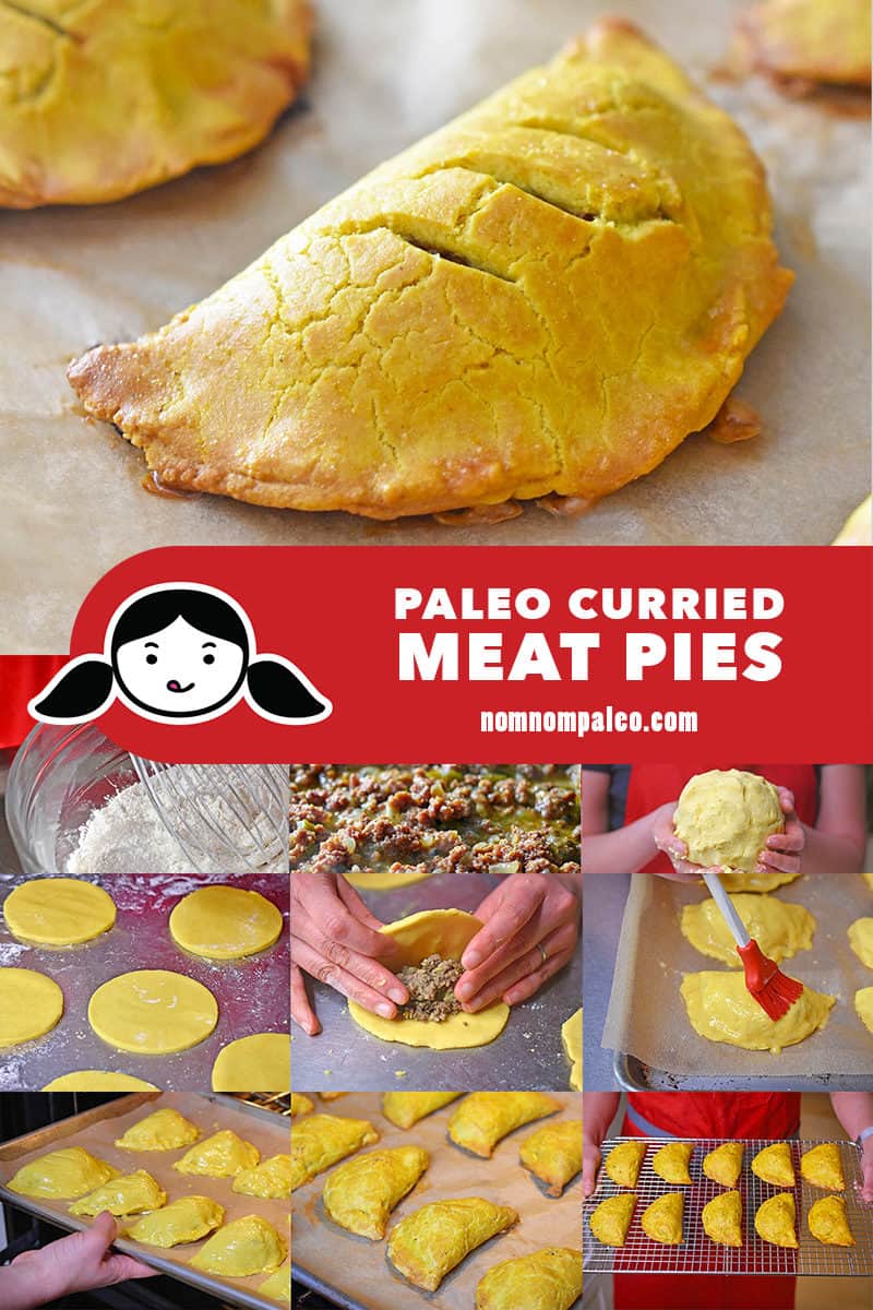 A collage of the cooking steps for Paleo Curried Meat Pies