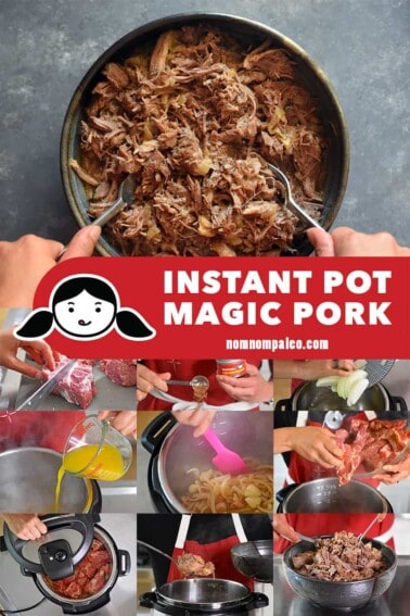 A collage of the cooking steps for Instant Pot Magic Pork