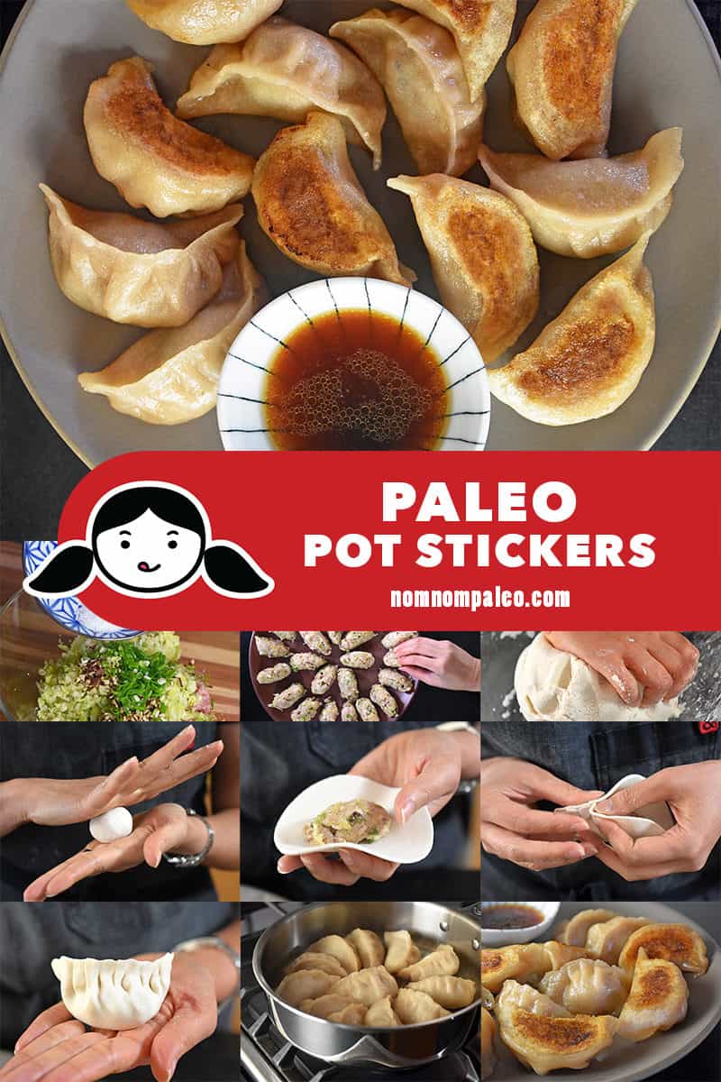 A collage of the cooking steps for Paleo Potstickers