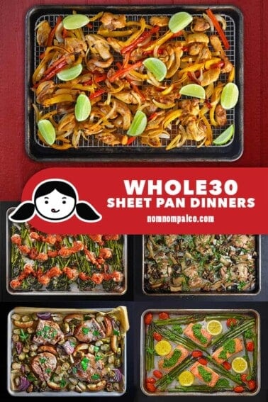 A collage of Nom Nom Paleo's best Whole30 Sheet Pan Dinners