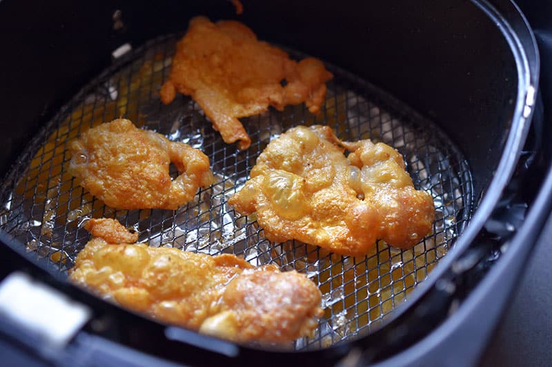 An overhead shot of air fryer Chicken Cracklings that are golden brown and crispy