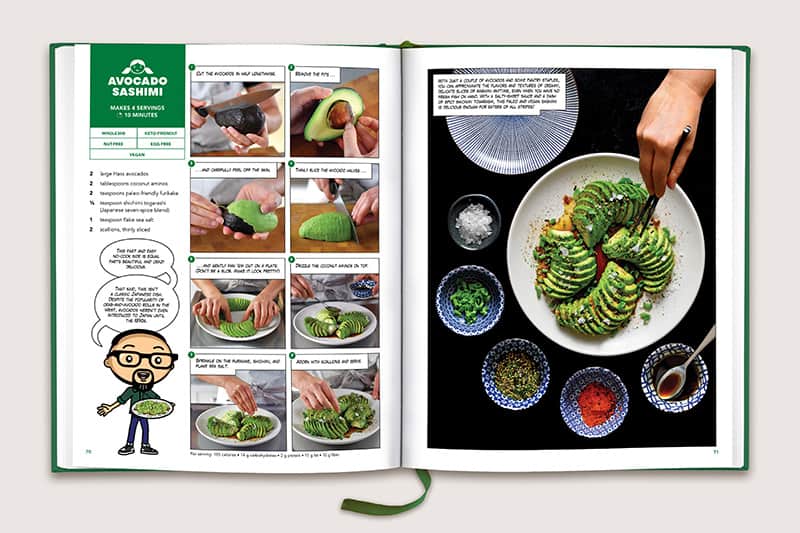 A 2-page spread from Nom Nom Paleo: Let's Go! showing the recipe for Avocado Sashimi