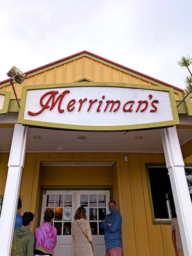 The front entrance to Merriman's Restaurant on the Big Island