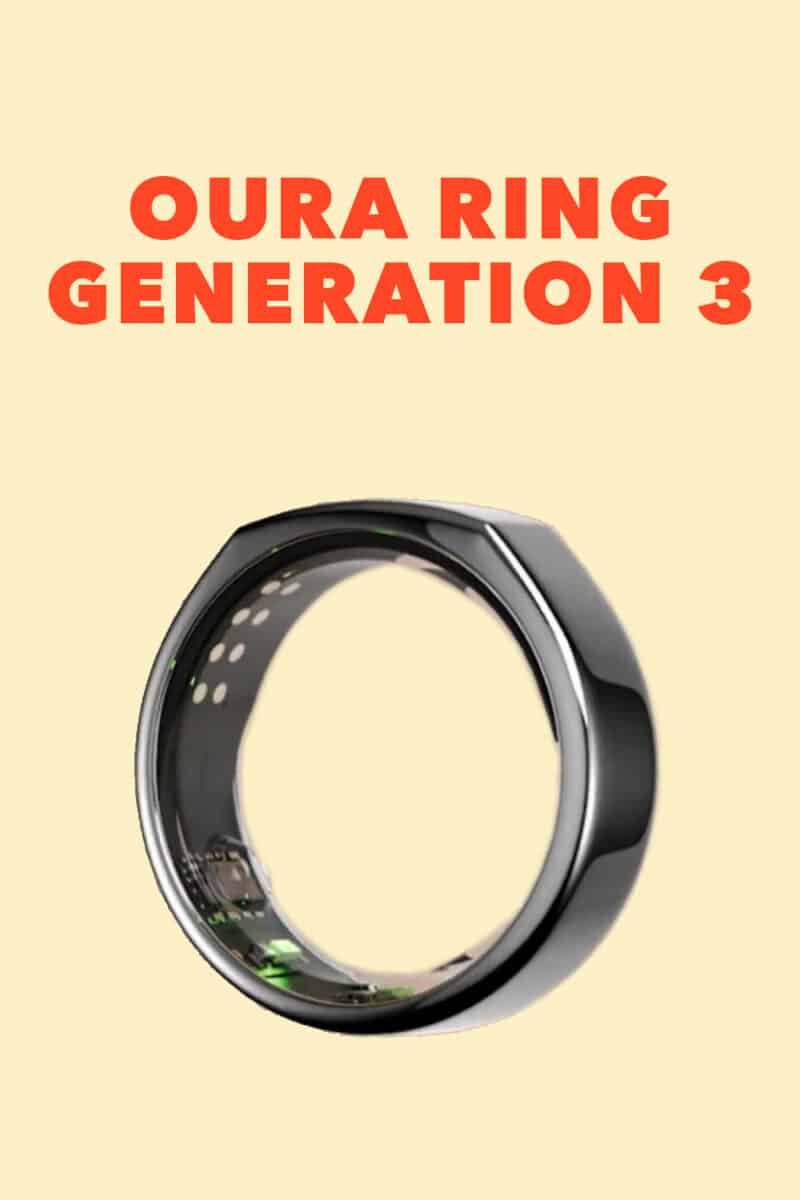 A side view of an Oura generation 3 ring on a beige background