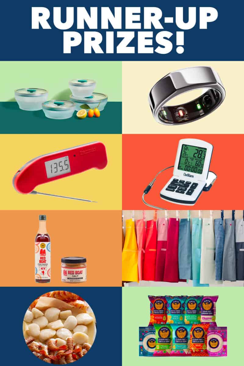 A collage of runner-up prizes for the Nom Nom Paleo: Let's Go sweepstakes