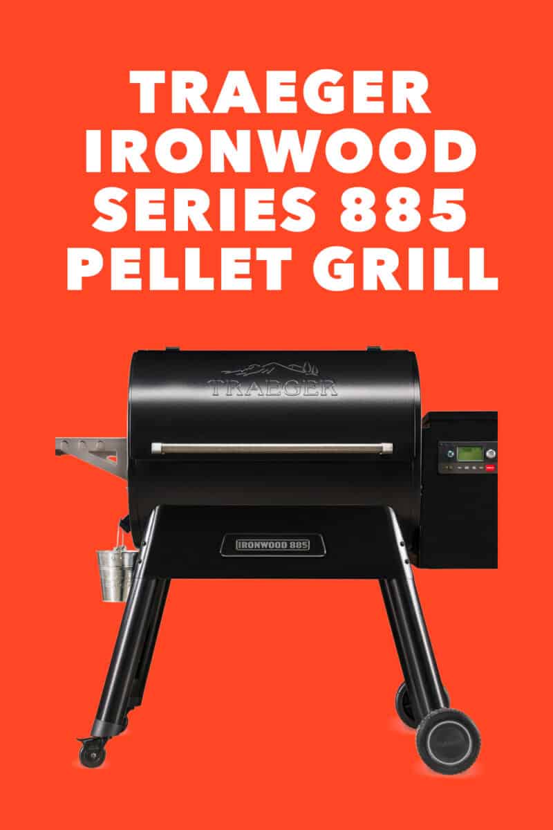 A Traeger Ironwood Series 885 Pellet Grill on an orange background